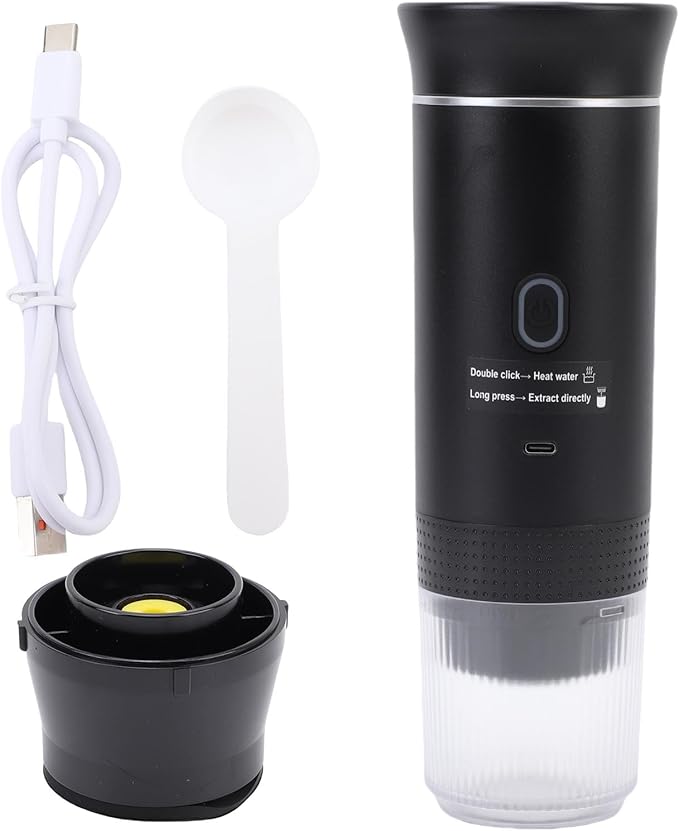 Luqeeg 72W 120ML Cup Portable Coffee Maker Full Automatic Machine Outdoor Ground Coffee Maker with USB C Charging &amp 20 Bar Pressure for Camping RV Hiking Office Travel (Black)