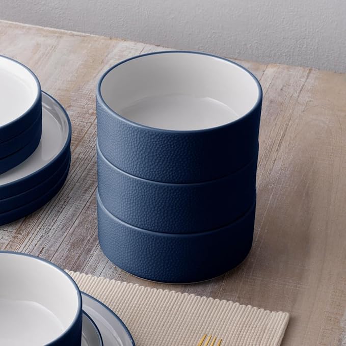 Noritake ColorTex Stone Blue 12-Piece Dinnerware Set Service for 4