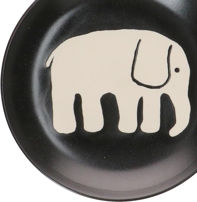 Finlayson FIN143-255 Elephanty Pattern Medium Plate Plate Diameter 5.5 inches (14 cm) Miscellaneous Goods Scandinavian Tableware Women's Present Mother's Day Black Made in Japan