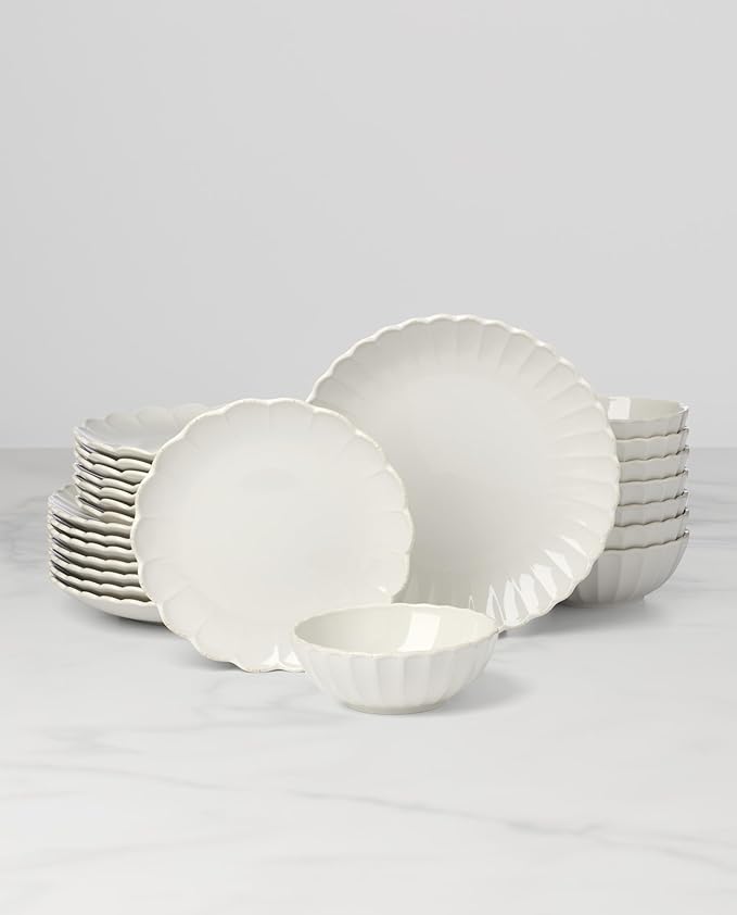 Lenox 899198 French Perle Scallop White 24-Piece Dinnerware Set Service For 8