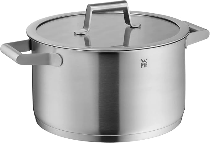 WMF Comfort Line Advantage Saucepan Set - 5-Piece Induction Cooking Pot With Glass Lid Cromargan Matte Stainless Steel Scale Stackable Uncoated