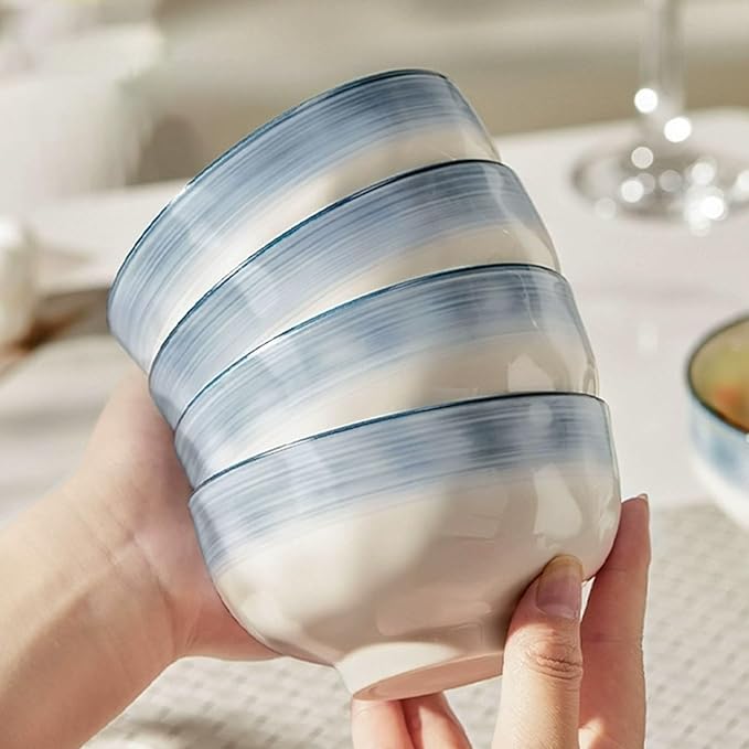 8 Pieces Plates and Bowls Dishes Sets Simple and Modern Deep Dish Dinnerware Set Thick Ceramic Dishware Sets High Temperature and Heat Resistant Easy to Heat Up Smooth Glaze for Easy Cleaning