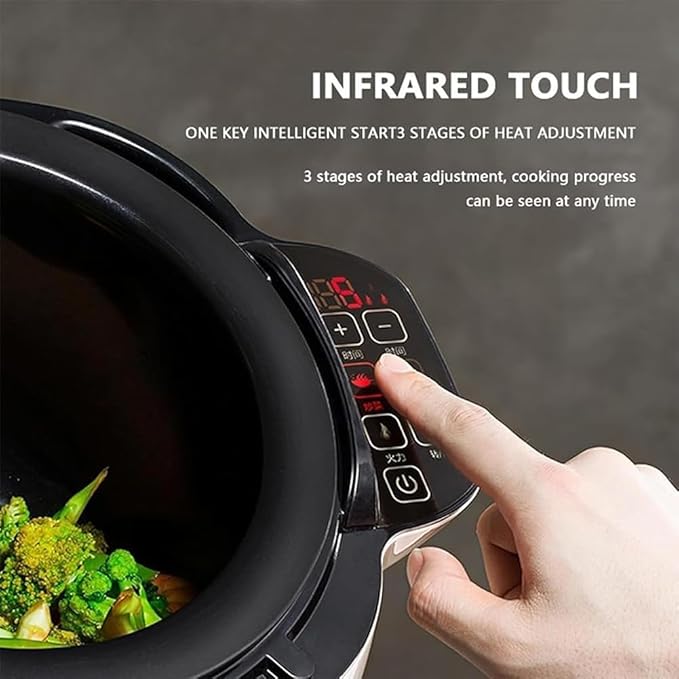 TsoLay Automatic Cooking Machine 1000W 6L Auto Cooking Wok Fried Rice Machine 360° Rotating and 3D All-Round Heating Adjustable 3-Gear Firepower 1 Click Smart Start for Stir Frying Stewing