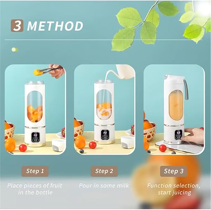 Digital Multimode Juicer Blender - Smart LED Display Multimode Personal Portable Juicer 3-Speed Variable Speed USB Rechargeable 12-Blade Ice Crusher for Smoothies Liquid (White)