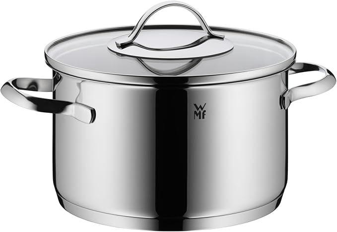 WMF Aparto Vorteils 6-Piece Induction Saucepan Set with Glass Lid Polished Cromargan Stainless Steel Induction Pots Set Uncoated Dishwasher Safe