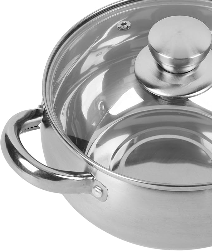 Stainless Steel Soup Pot Set 3 Piece Kitchen Cookware Sets Thick Bottom Anti Stick Cooking Pot Set with Glass Lids Stay Cool Handle Works with Induction Electric and Gas Cooktops