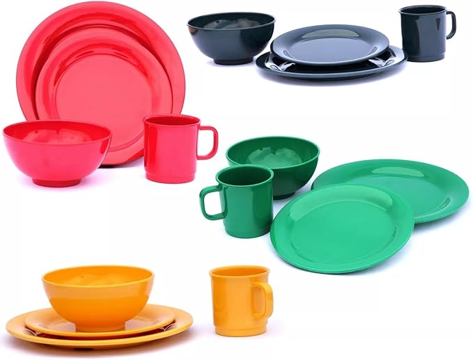 for 16 Piece Dinnerware Set for 4 People in 4 Color Sets with 4 Piece per Set