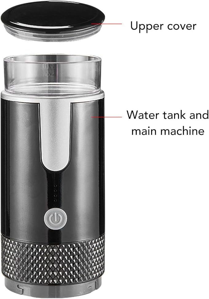 Fockety Portable Electric Espresso Machine 160ml Travel Coffee Maker for with Capsules and Ground Coffee USB Car Coffee Maker Self Heating Coffee Machine for RV Hiking Office