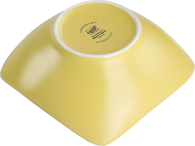 Gibson Home Zen Buffet Matte Porcelain Plates and Bowls Dinnerware Set - Yellow Service for 4 (8pcs)