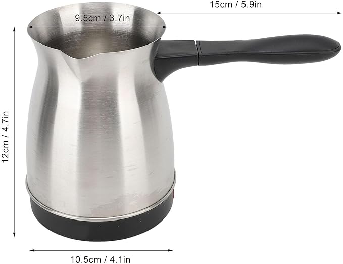 Electric Coffee Pot Stainless Steel Coffee Maker with Anti Slip Base Ergonomic 600ML Turkish Coffee Maker Kettle for Home