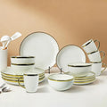 White and Gold Ceramic Dinnerware Sets for 4 16-Piece Luxury Plates and Bowls Sets with Gold Rim Modern Dish Set for Wedding Christmas Anniversary Crack Resistant | Dishwasher Safe (White)