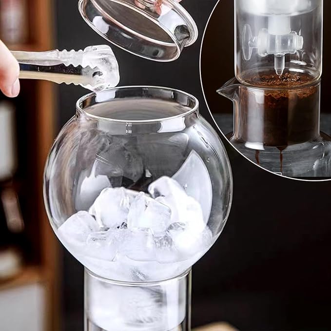 Cold Brew Drip TowerIce Drip Coffee MakerCold Brew Drip Tower Coffee Maker600 ml/20 oz Cold Brew Tower Slow Drip Cold Brew Machine (Transparent Gray)