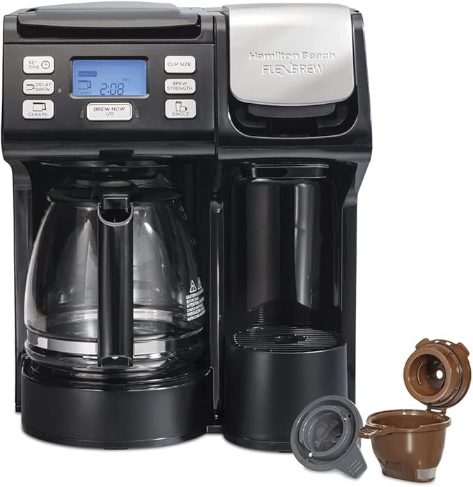 Hamilton Beach 49902 FlexBrew Trio 3-way Coffee Maker K-Cup/Ground Compatible Black Bundle with 1 YR CPS Enhanced Protection Pack (E9HB49902)