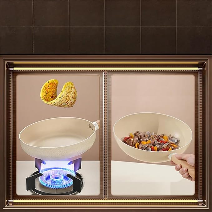 Wok Frying Pan Stockpot Milk Pan Cookware Set Metal Glass See Through Lid Non Stick Cooking Pot Set CookwareFourPiece SetFourPiece Set