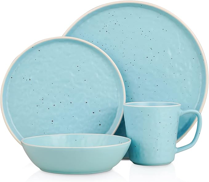 Stone Lain Elena Stoneware 16-Piece Round Dinnerware Set Blue 16 Piece - Service For 4