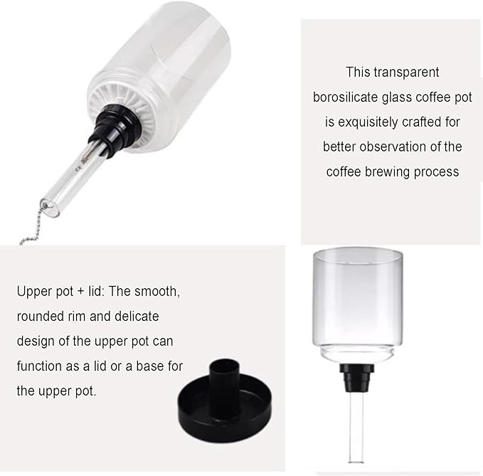 Electric Siphon Coffee Maker Coffee Brewer Extraction Machine 350ml Capacity with Heating Furnace Siphon Glass Pot for Home Camping &amp Travel