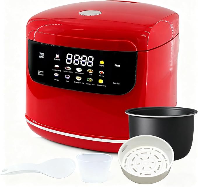 Smart Rice cooker2L Mini Protable Rice Cooker6 Cups Cooked/3 Cups Uncooked400W Non-Stick Rice Maker 24 hours Timer Delay10 FunctionsFast CookerAuto Keep Warm