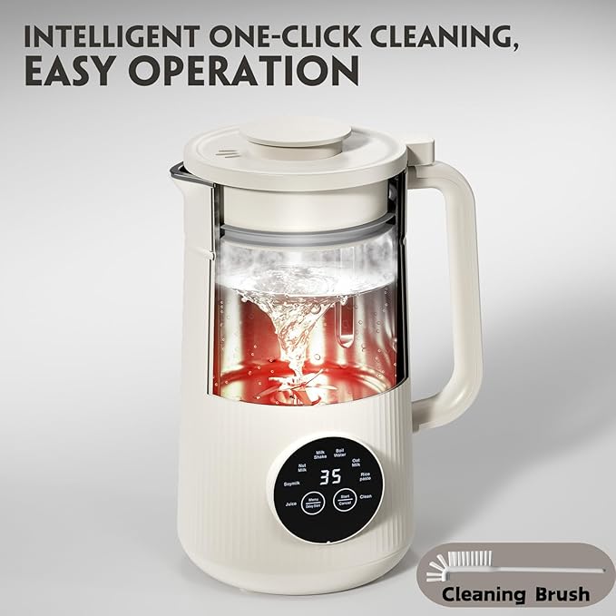 Automatic Nut Milk Maker Machine 8 in 1 Soy Milk Maker 35 oz Almond Machine Maker 12-Hour Delay Keep Warm Non Dairy Beverages Juice/Rice Paste/Clean/Milk Shake 800W Heating Self Cleaning