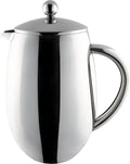 Café Ole BFD-06 6 Cup Double Walled Bellied Cafetiere French Press Coffee Maker Mirror 0.8 Litre Stainless Steel