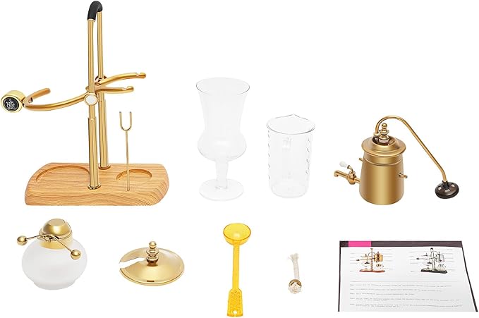 Balance Siphon Coffee Maker Royal Family Unique Gravity Vintage Coffee Maker Elegant Double Ridged Fulcrum with Tee handle Gold