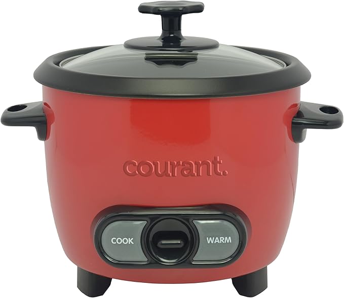 Courant Rice Cooker 6-Cup (Cooked) Removable Non-Stick Bowl One Touch Rice Cooker Red