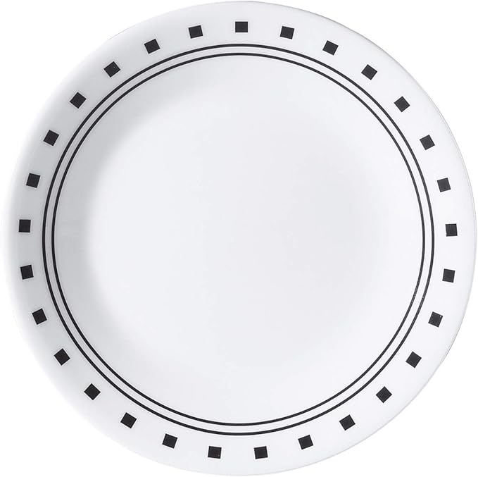 Corelle Vitrelle 18-Piece Service for 6 Dinnerware Set Triple Layer Glass and Chip Resistant Lightweight Round Plates and Bowls Set City Block