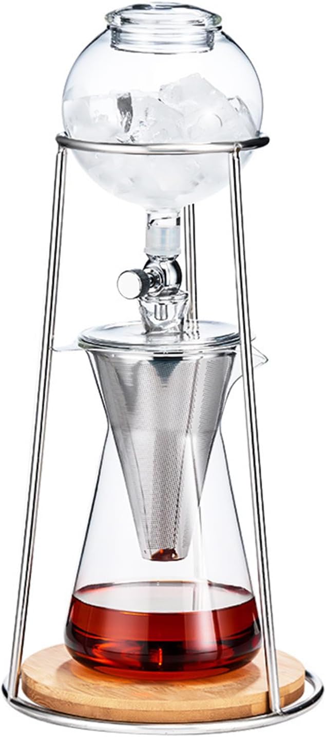 Slow Drip Cold Brew Coffee Maker Sealed Extraction Iced Tea Maker 2-4 Cup Capacity Adjustable Drip Speed with Stainless Steel Filter for Home/party