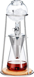 Slow Drip Cold Brew Coffee Maker Sealed Extraction Iced Tea Maker 2-4 Cup Capacity Adjustable Drip Speed with Stainless Steel Filter for Home/party