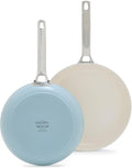 GreenPan Padova Pro 8 and 10 2 Piece Frying Pan Skillet Set Hard Anodized Healthy Ceramic Nonstick PFAS-Free Cookware Induction Suitable Stainless Steel Handle Dishwasher and Oven Safe Blue Haze