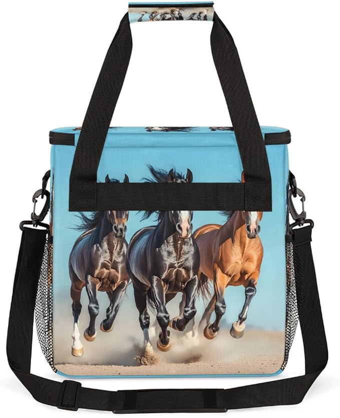 Running Black Horse Coffee Maker Carring Bag Travel Carrying Storage Tote Bag Compatible with Keurig K-Mini or K-Mini Plus Portable Single Serve Coffee Brewer Case with Pockets for K-cup Pods