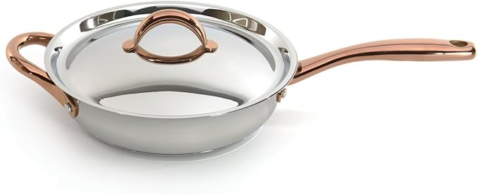 BergHOFF 11 Piece Ouro Cookware Set with Gold Handles Silver/Rose Large
