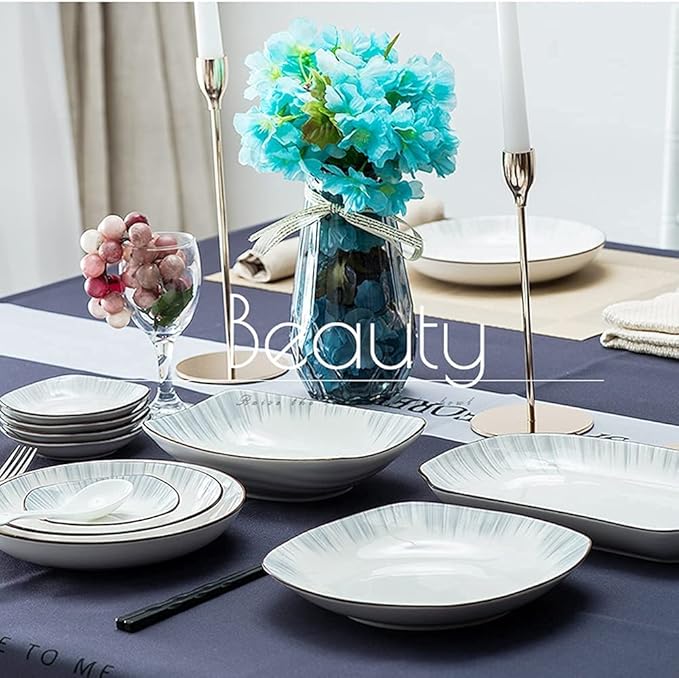 Dinnerware Sets - Luxury Gift Dishes Service Set 26PCS/56PCS Chinese Style Bone China Dinnerware Set Household Phnom Penh Ceramic Bowl Dishes Plate Service for 5/10(26 Pieces)