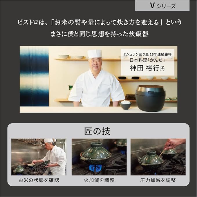 Panasonic Rice Cooker 1 Sho Top Model Bistro Craftsmanship AI Pressurized Hot Air Pump Equipped with 2 Maintenance Parts Black SR-V18BA-K JAPAN IMPORT NEW