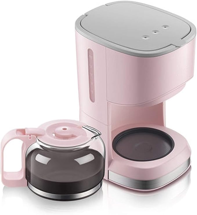 Electric Drip Coffee Maker - 550W Latte and Cappuccino Machine with Removable Filter and Hot Plate Black(Pink)