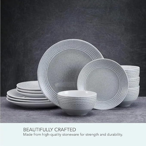 12 Piece Dinnerware Set Service for 4 Dinnerware Set Dishes and Plates Sets Dinner Plate Salad Plate Dinner Bowl