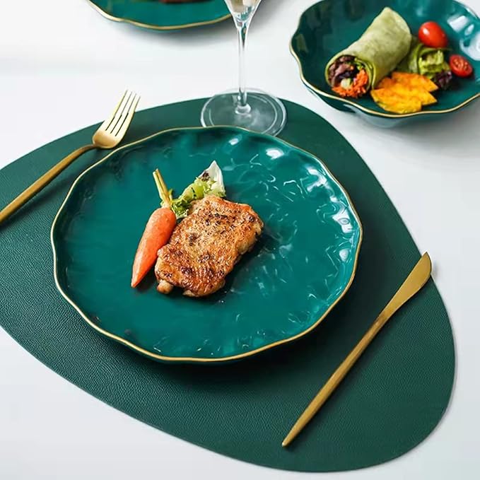 Ceramic Dinner Plates Set of 4 10 inch Dish Set - Microwave Oven and Dishwasher Safe Scratch Resistant Modern Rustic Dinnerwar