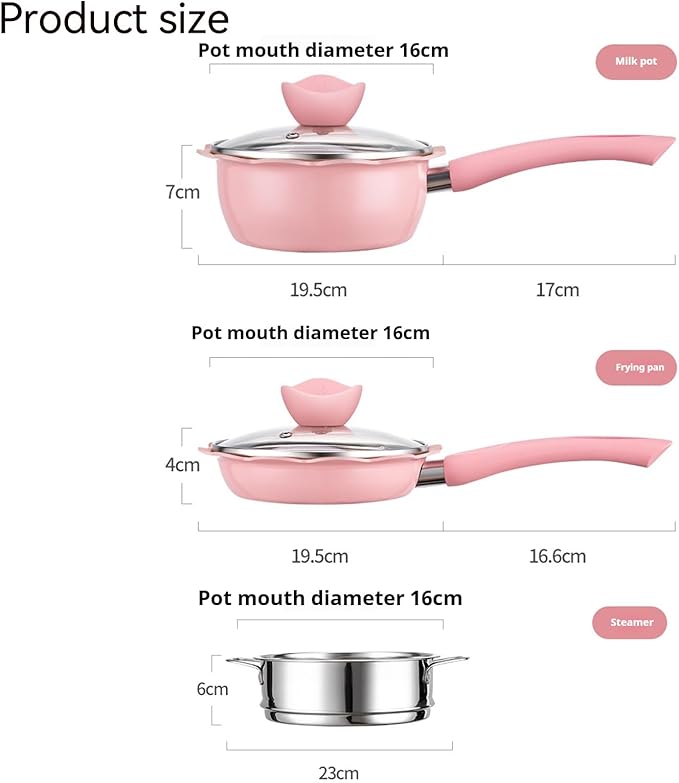 Milk Soup Pot Set Non Stick Multifunction Frying PanNon-Stick Frying Pan Set Pot Milk Pan with Handle Lid Pot Cookware Set Cooking Utensils for KitchenPot Steamer.Blue