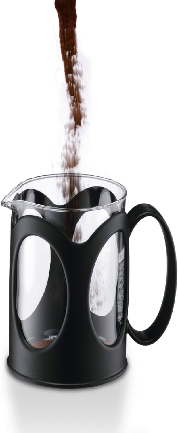 BODUM 10683-01 Kenya French Press Coffee Maker Borosilicate Glass - 4-Cup (0.5 L) Black