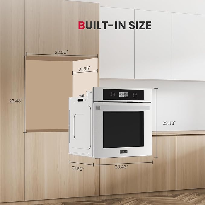 GASLAND 24 Inch Electric Wall Oven 2.6 Cu.ft Built-in Single Wall Oven 12 Cooking Functions 3D Heating Convection Oven with Rotisserie Touch Control Safety Lock ETL Certified Stainless Steel