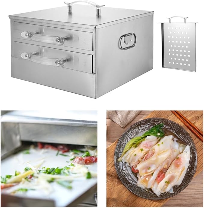 Stainless Steel Rice Noodles Steamer Rice Noodle Rolls Maker Cantonese Cuisine Roll Cooker with Trays 201 2 layer