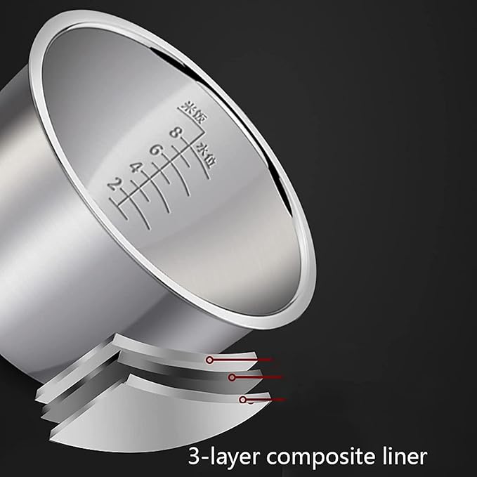 Rice Cooker 4/5L Large Capacity Food Grade 304 Stainless Steel Non-Stick Inner for Household&ampCommercial use(4L) ()