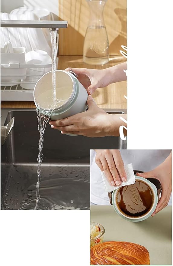 Rice Cooker &amp Hot Pot 500ml Small Capacity Ceramic Glaze Non-Stick Liner for Home Dormitory Office for 1~2 People Rice Cooker (Green) (White)