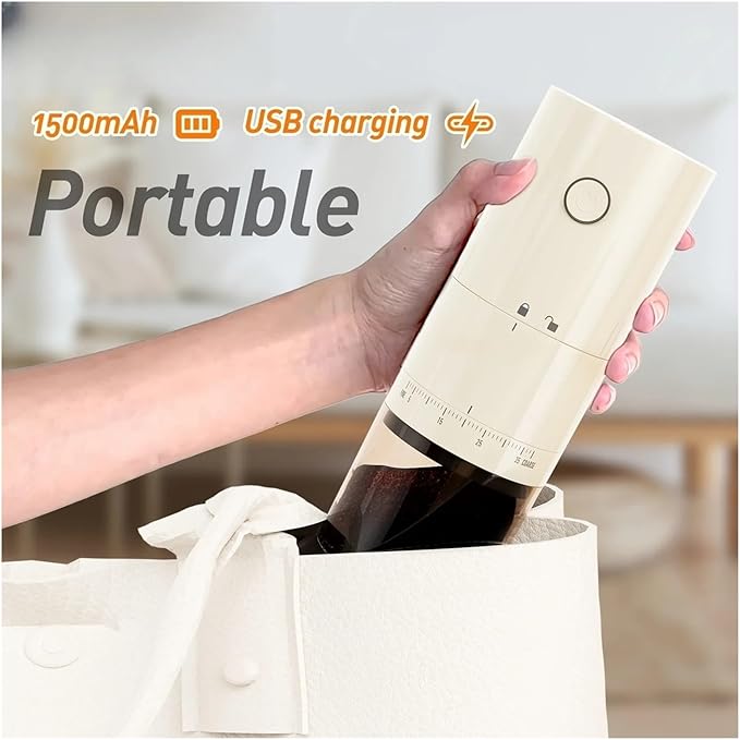 Portable Coffee Machine Portable Electric Coffee Bean Grinder 38 Levels Externally Adjustable USB Charging 1500mAh Rechargeable Home Mini Coffee Makerfor Outdoor Travel Picnic(Black)