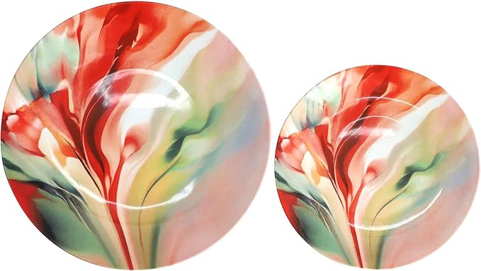 16‑Piece Porcelain Dinnerware Set with Floral Design – Round Plates Bowls and Mugs Microwave &amp Dishwasher Safe Tableware for 4 (Assorted)