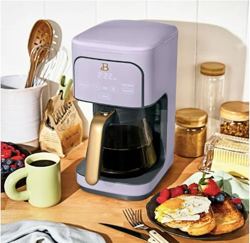 12-Cup Programmable Coffee Maker with Touch Display – 24-Hour Auto Brew Bold Strength Control Glass Carafe Reusable Filter Auto Shut-Off ~ Lavender