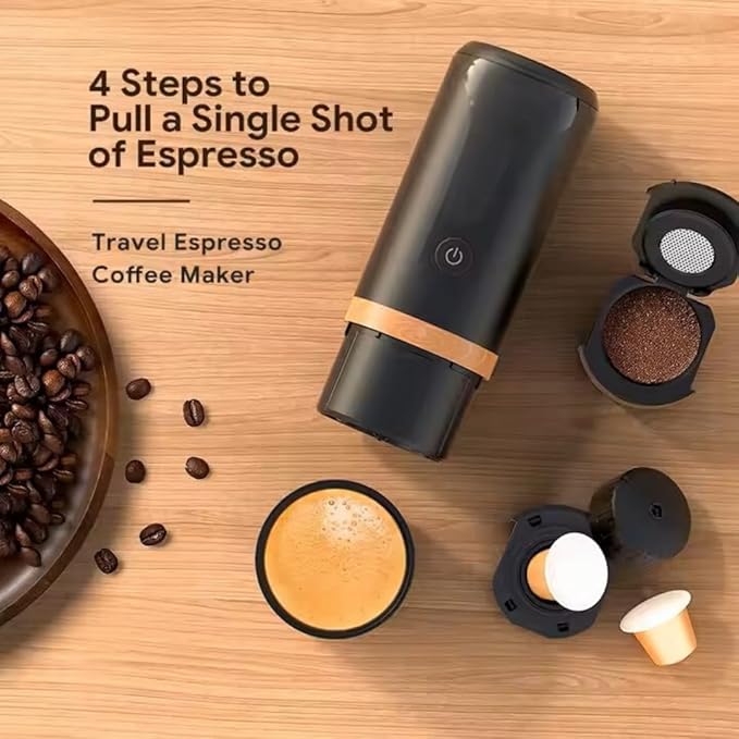 Travel Coffee Maker Portable - Single Serve for On-the-Go Espresso Compatible with Nespresso Capsules &amp Ground Coffee Machine Single Cup Coffee Makers Cafeteras Electricas Modernas