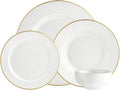 Godinger Dinnerware Set Dinner &amp Serving Plates Salad &amp Appetizer Plates Soup &amp Cereal Bowl Coffee Mugs with Gold Rim 16 Piece Set Avea Collection