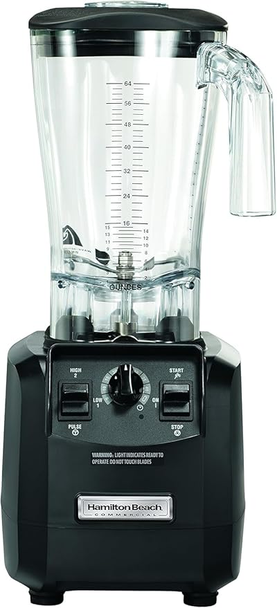 Hamilton Beach Commercial HBH550 The Fury Blender 3 hp 2 Speeds Pulse 64 oz./1.8 L Cutter Assembly Polycarbonate Container 18.04 Height 8.89 Width 8.07 Length Black
