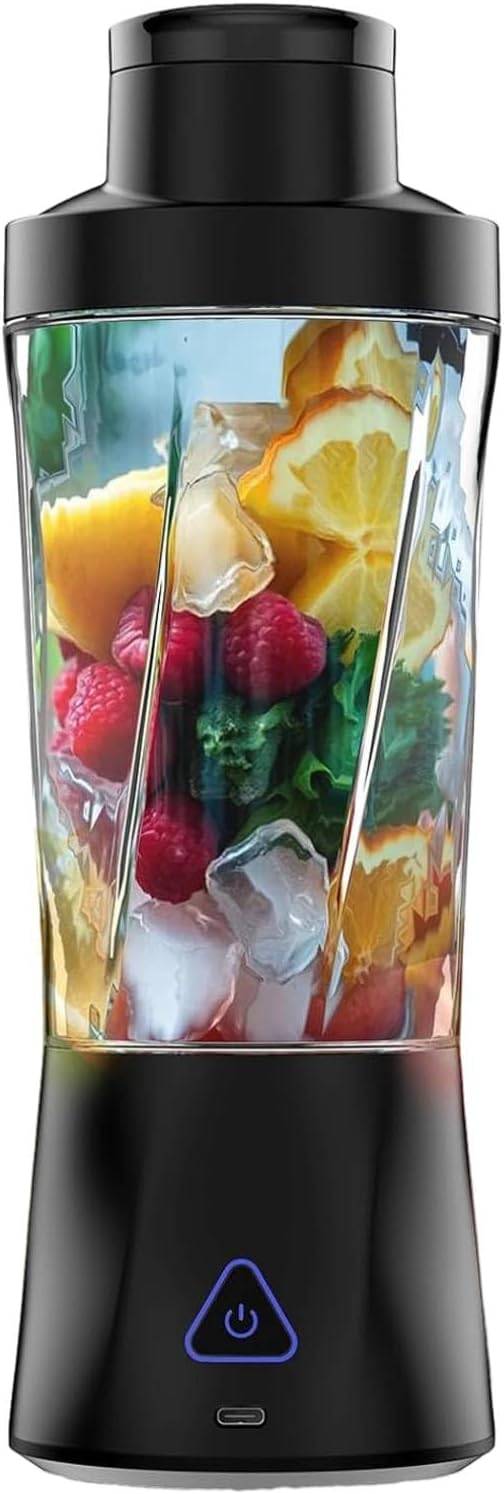 Portable Blender 700mL Cordless Compact Personal Blender for Shakes &amp Smoothies USB Rechargeable Travel Cup with Leakproof Lid &amp Sip Spout Stainless Steel Blades Self
