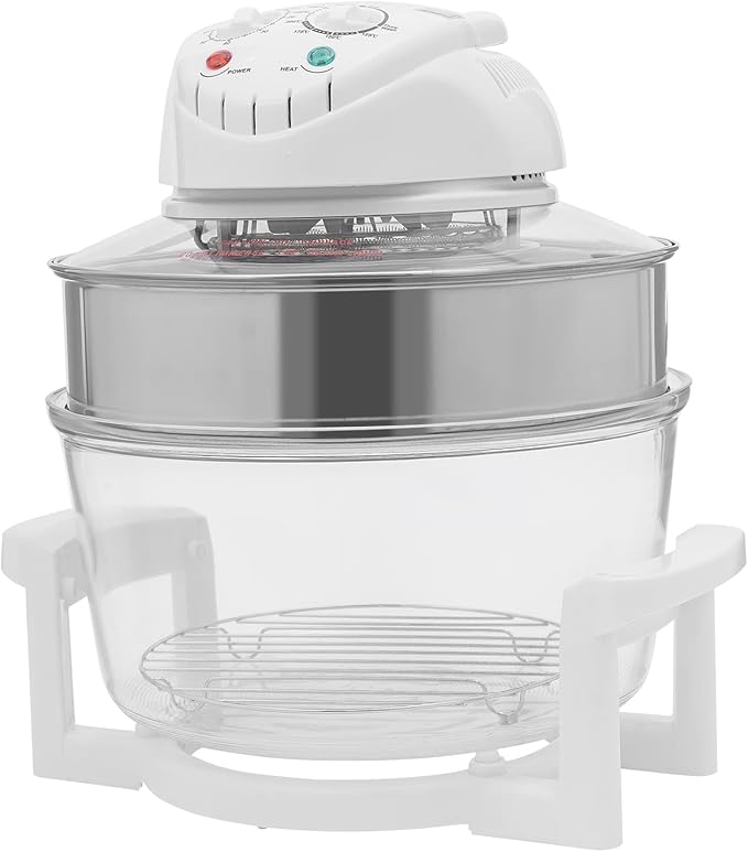 17L/17.96Qt Turbo Electric Glass Air Fryer w/ 2 Grill Electric Turbo Convection Oven Roaste 360° Viewable Airy Fryer with Expansion Ring Multifunction Oilless Halogen Oven